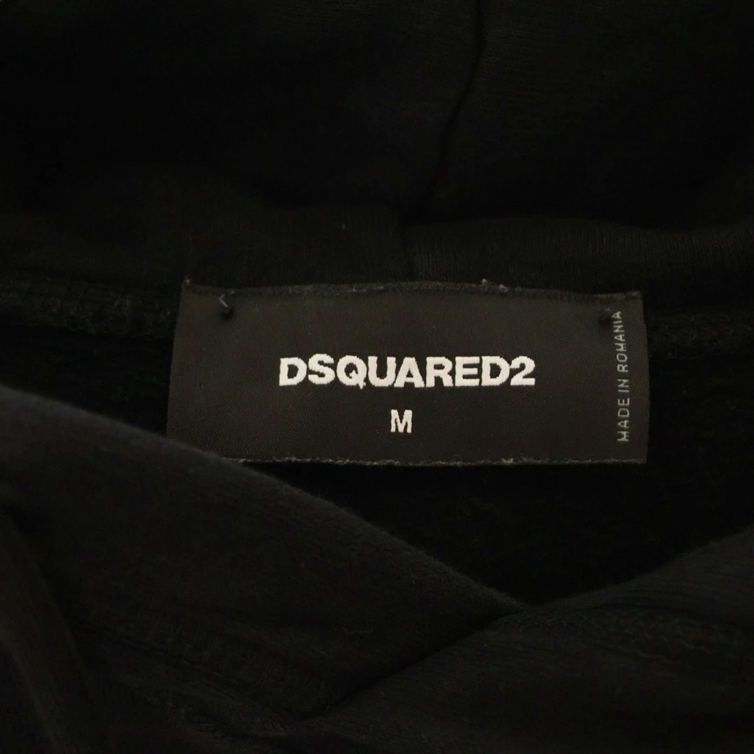 Felpa con cappuccio pullover DSQUARED2 DSQUARED stampa logo anteriore nera usata 292f69