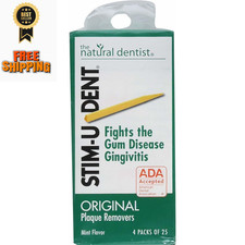 Stim-U-Dent Plaque Removers 3 Packs of 4x25 300 Count Pack 1 , Green