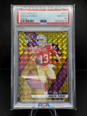 Brock Purdy Gold #/10 - San Francisco 49ers PSA 10 2025 Panini Mosaic Football