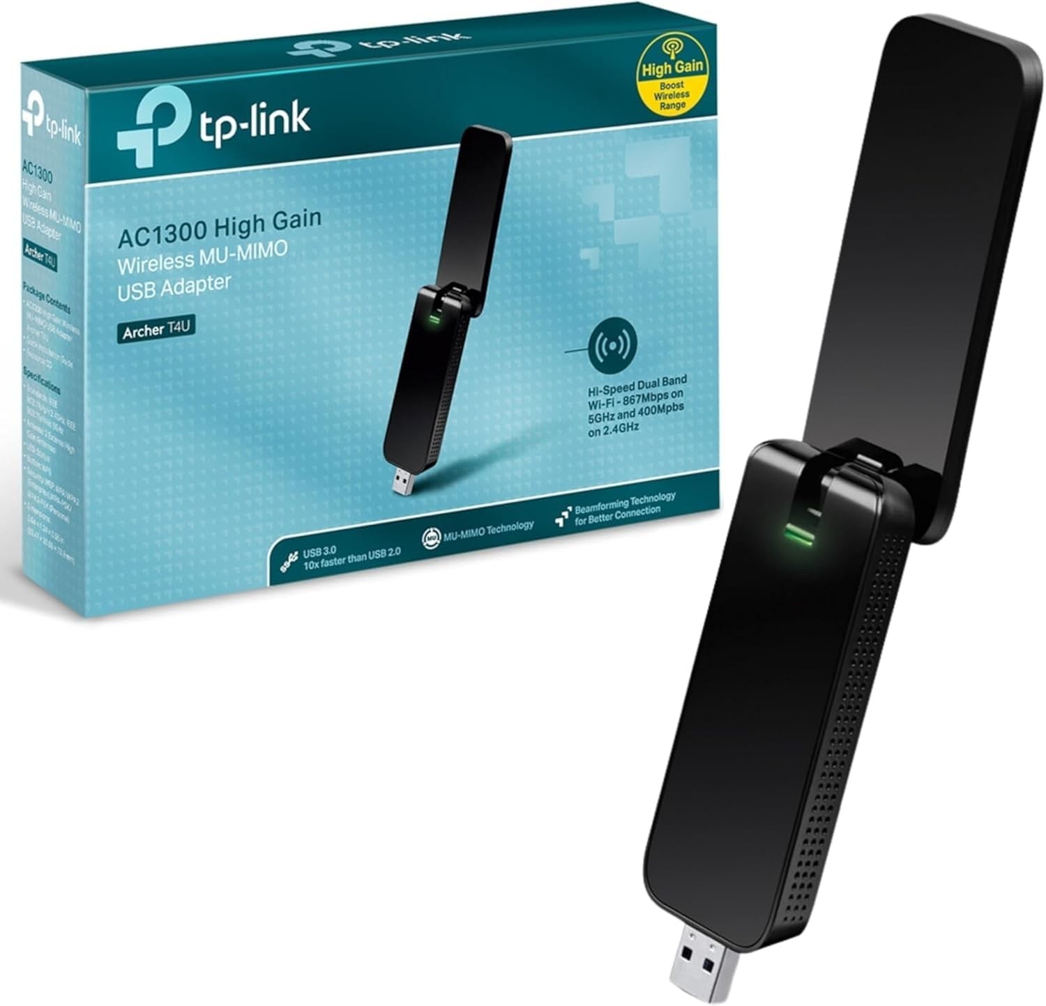 TP-Link Archer T4U AC1300 Dual Band USB 3.0 Wi-Fi Adapter Dongle for PC Laptop