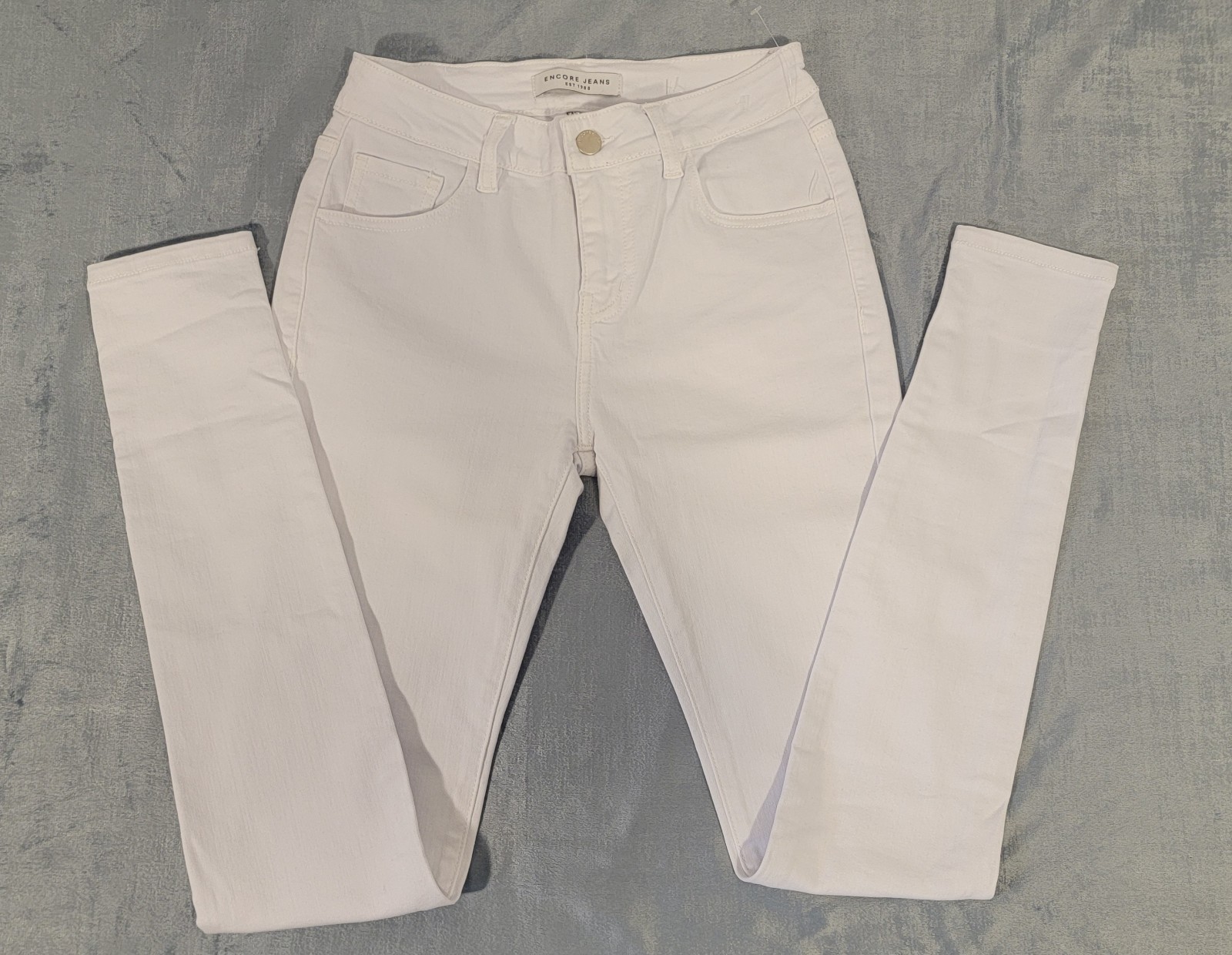 High Rise Skinny White Denim Stretch Jeans With Pockets Wome