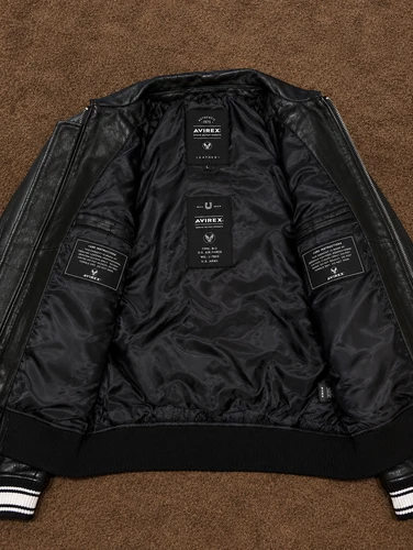 Mens Avirex Icon Black A1 Real Bomber American Flight Leather Jacket  ALL SIZES image 3