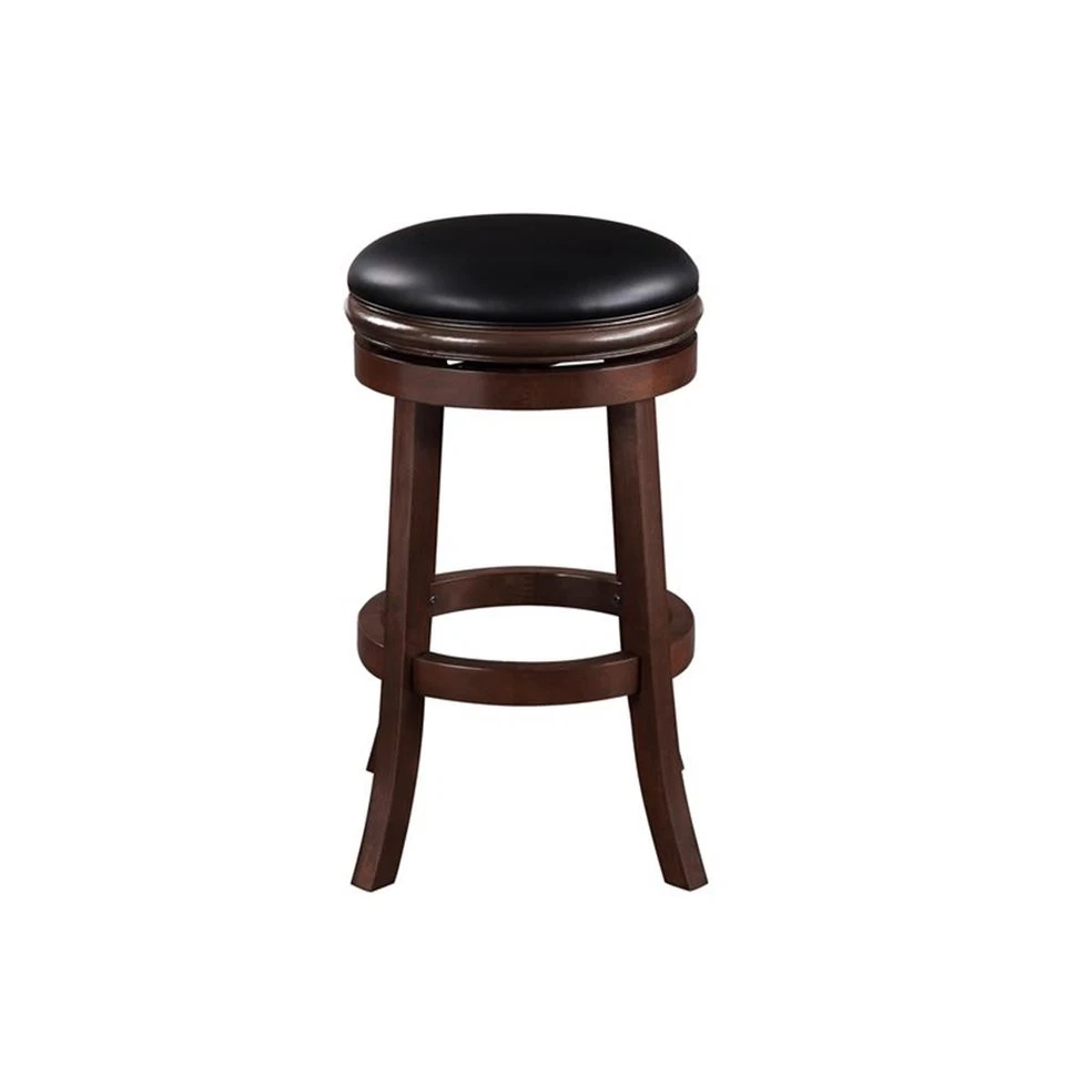 Boraam Wood Backless Swivel Bar Height Stool in Cappuccino Finish - Image 2 of 4