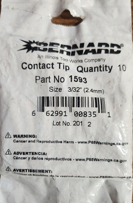 Bernard 1593 CONTACT TIP 3/32''(2.4MM), 10/Pack