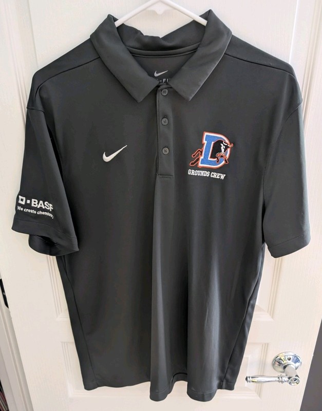 Durham Bulls Ground Crew Game-used Nike Dri-fit Gray Polo Size L ft. BASF Logo