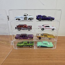 Clear Acrylic Display Case 1:64 Scale Diecast Cars INCLUDING Mix AA of CARS x 8