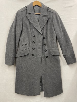 Marks And Spencer Jacket Womens 12 Grey Trench Coat Wool