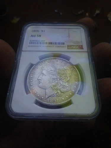 1896 Morgan Silver Dollar - NGC Au58 Toning 90% Silver Ships Free Tough Graded!