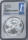 2021 NGC MS70 AMERICAN SILVER EAGLE TYPE 2. FIRST DAY OF ISSUE. TOP GRADE!