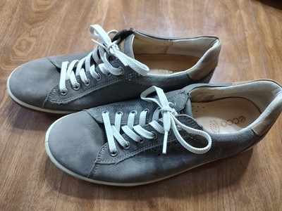 Mens Ecco Gray Suede 40 Lace up Casual Shoes