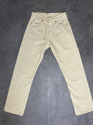 Levi’s 501 Jeans W28 L34 Beige Straight Leg Vintage Workwear Denim