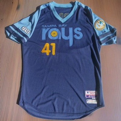 Game Worn Majestic Tampa Bay Rays Joe Boroski Fauxback Jersey Zim