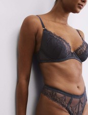 Marks & Spencer Womens Silk Bra in Carbon - M&S