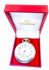 Omega 50mm Silver Special Case Design Pocket Watch Mechanical Wind Work