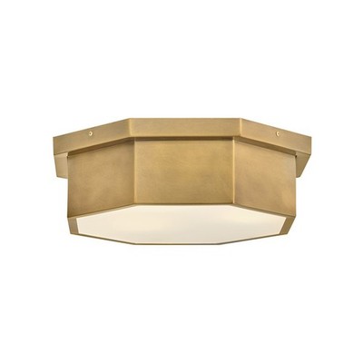 Hinkley Lighting Facet 3 Light Medium Flush Mount, Heritage Brass - 46993HB