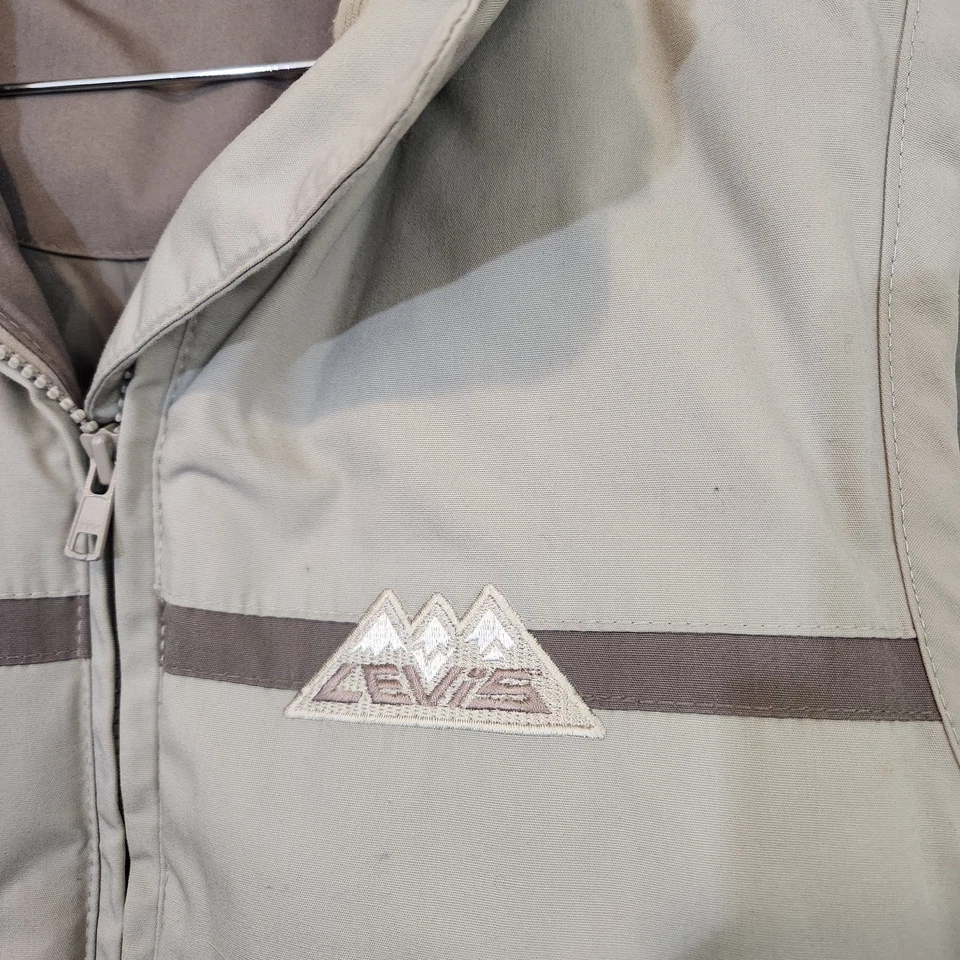 Chaleco Levis Plumón Pluma Para Hombre Rojo Pestaña Talla Mediana Bronceado Montaña Exterior Cremallera Foto 4 de 4