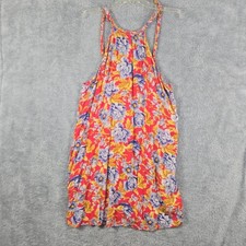 American Eagle Outfitters Pink Floral Halter Dress Braided Straps Womens Large