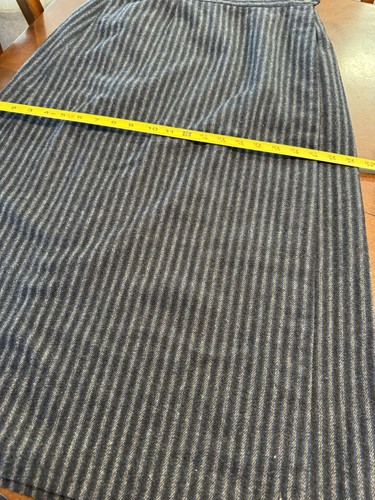 Vintage 70er Co-Ed schicker WOLLE marineblau grau Nadelstreifen Wickel ROCK THACKERY USA 30" Taille - Bild 12 von 15