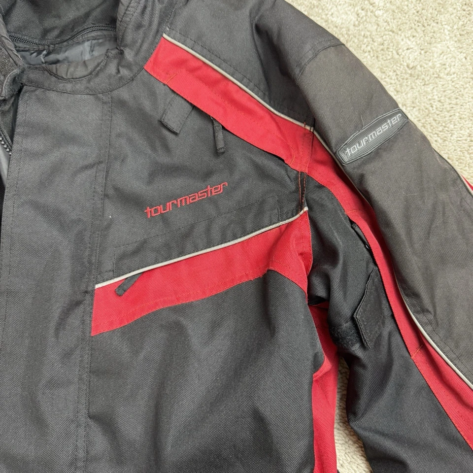 Tourmaster Saber Series 4 Motorcycle Biker Jacket With Liner Black & Red Sz L - Image 3 of 4