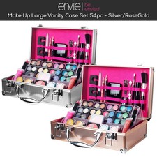 Dawn Till Dusk Make Up Large Storage Vanity Case Set Silver/RoseGold, 54pcs