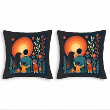 Set of 2 Throw Pillow Covers 18x18in - Vibrant Sun and Nature Design