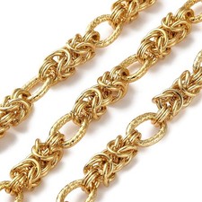 5m Stainless Steel Knot w/ Textured Oval Link Chain Unwelded Gold Cable Necklace