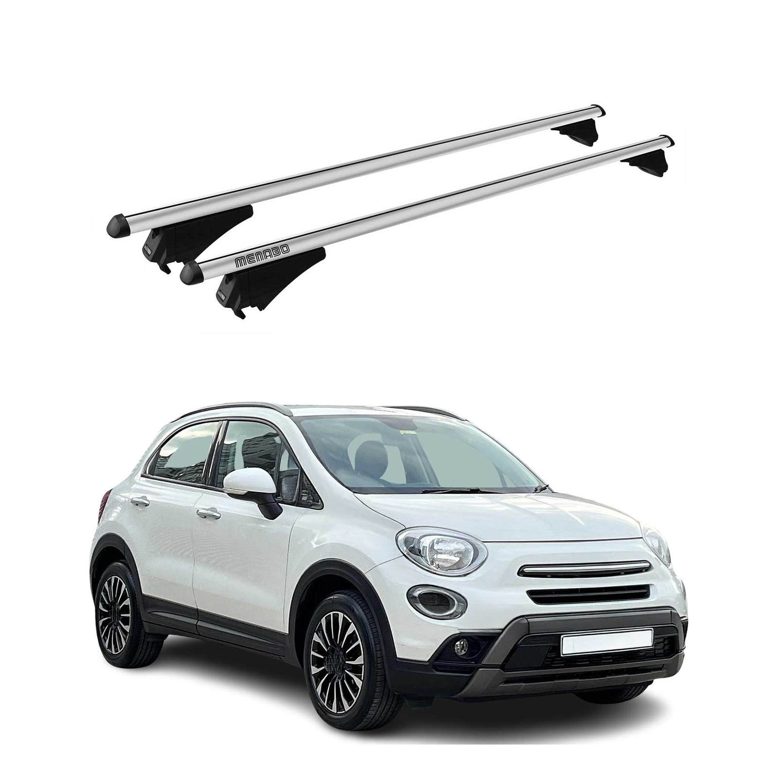 Barres de toit transversales Fiat 500X 2015-2024 Tiger alu gris avec antivol