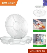 Classic 6-Section Plastic Serving Platters for Stylish Entertaining - Set of 2
