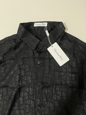 Dior Langarm Polo Jacquard Logo Muster Schwarz