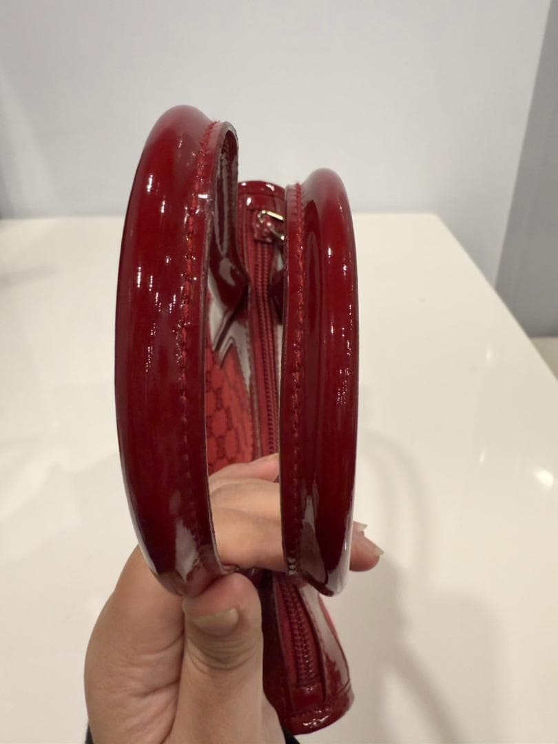 GUCCI GG Canvas Enamel Handbag Red Authentic Tote Bag with Dust Bag thumbnail 8