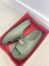 Hunter Green Slide Sandals Men Comfort Rubber Upper Logo Accent Casual Summer
