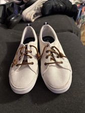 Sperry Women's Pier Wave White Canvas Sneakers Size 9.5