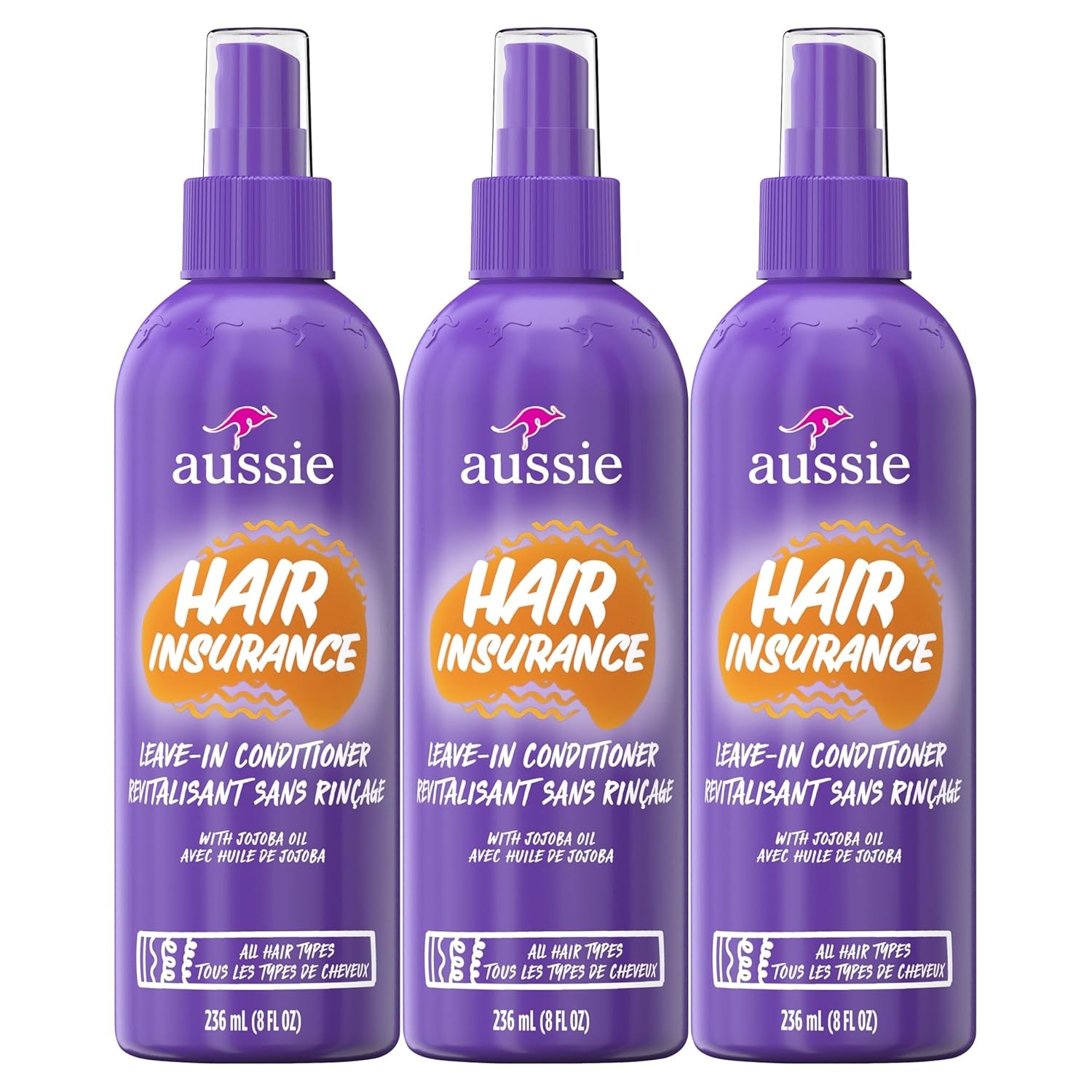 Aussie Hair Insurance Leave-In Conditioner Spray, Frizz Control, Softening with