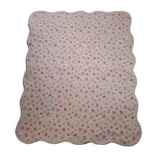 Reversible Multicolor Baby Quilted Throw Scalloped Edges Pink Purple Ladybugs