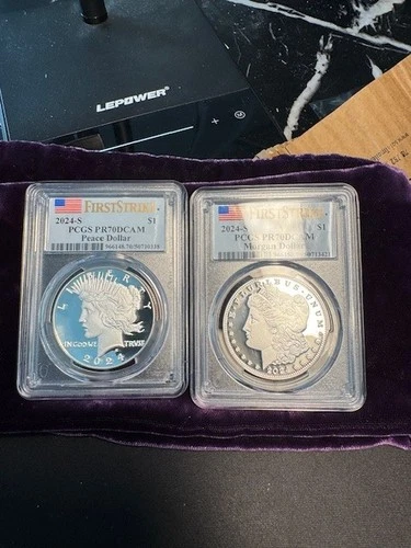 2024-S $1 Proof Morgan and Peace Silver Dollar 2pc Set PCGS PF70DCAM