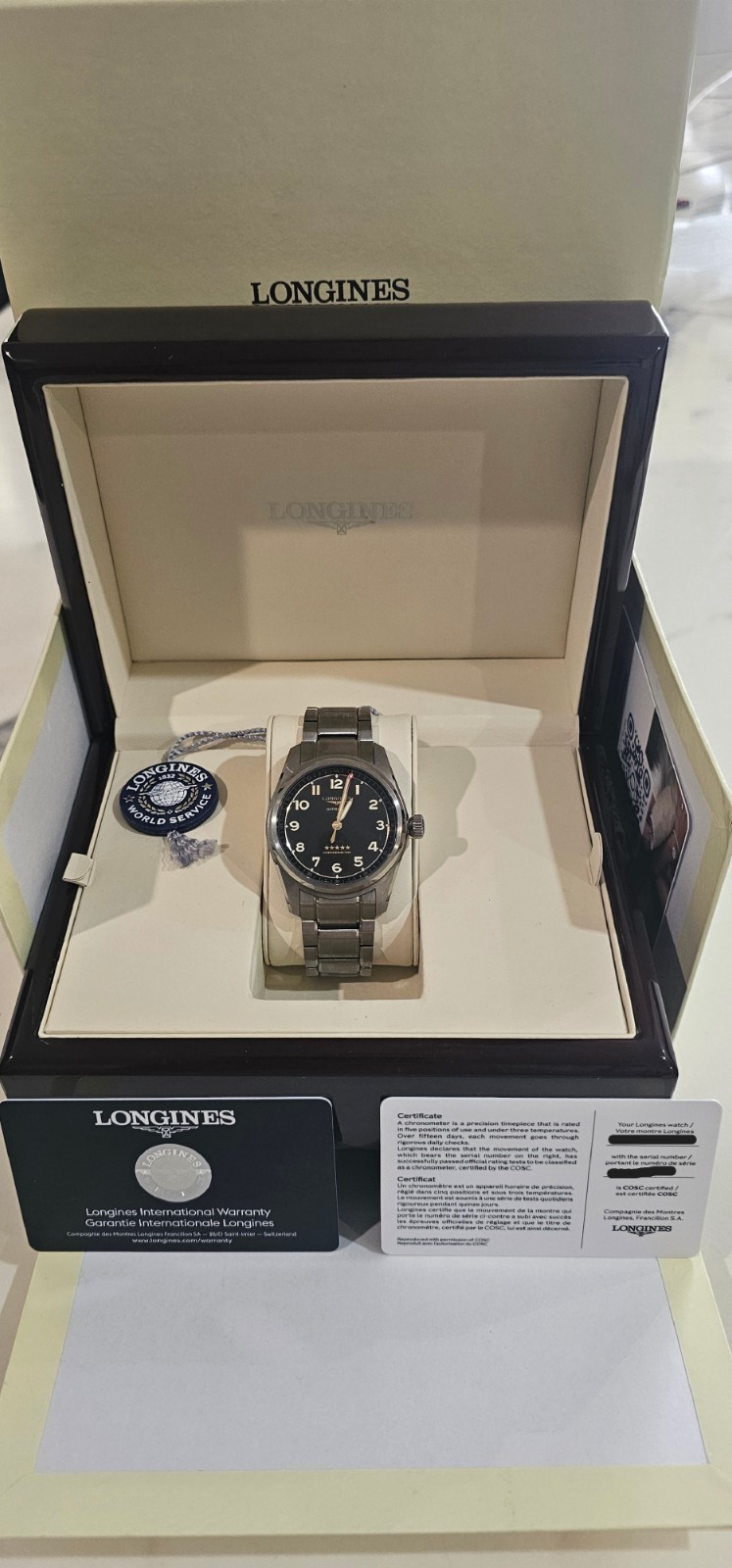 Longines Spirit Titanium 40mm Black Dial COSC L3.810.1.53.6 Full Set Warranty