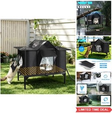 Outdoor Cat House Heated Weatherproof Insulated Winter Shelter Escape Door