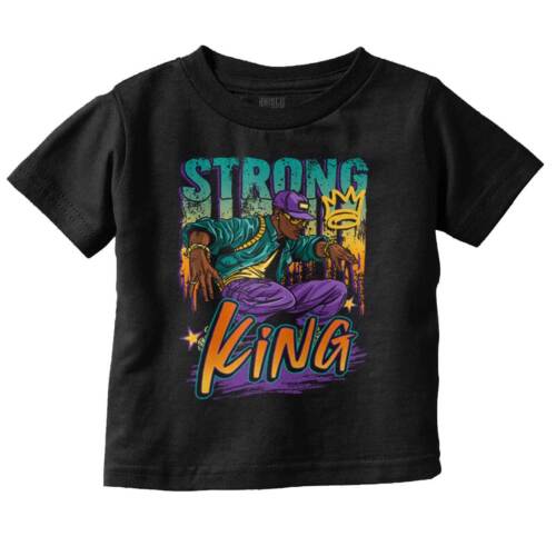 Urban Streetwear Strong Black King Crown Toddler Boy Youth T Shirt For Kids