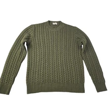 Altea Men's 100% Merino Wool Cable Knit Crewneck Sweater Green 48 S / M Italy
