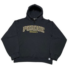 Vintage Russell Athletic Hoodie Men’s Small Black Pullover Purdue University Y2K