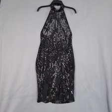 Women's Party Sexy Dress Halter Backless Sequined Mesh Actual Size XS (2/4)