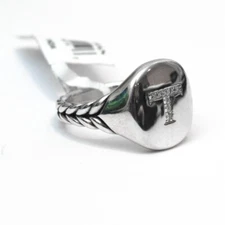 DAVID YURMAN New Pave Initial Letter T Pinky Ring in Diamond & Silver Size 5.5