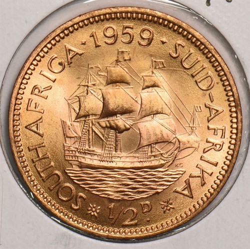 South Africa 1959 1/2 Penny 299378 combine shipping - 第 2/2 張圖片