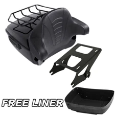 King Trunk Backrest Pad Mount Top Rack Fit For Harley Touring FLHT FLHX 14-25 US