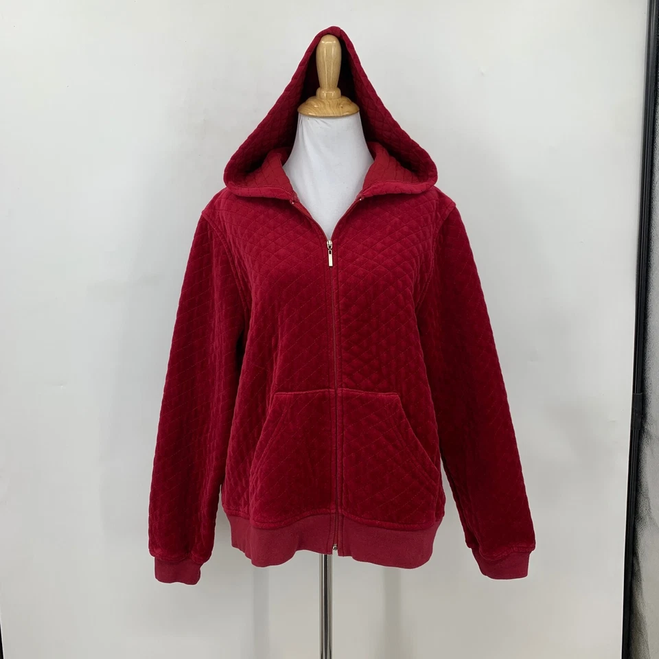 Jaqueta acolchoada feminina Marc Ware algodão quente M veludo médio com zíper bolsos com capuz - Imagem 2 de 4