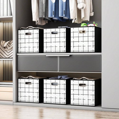 6 Pack Fabric Storage Cubes with Handles, Foldable 11 Inch Cube Storage Box - Picture 4 of 7