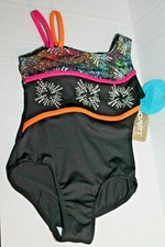 Girl Size XS 4-5 Jacques Moret Silver Starburst Multi Splatter Leotard NEW