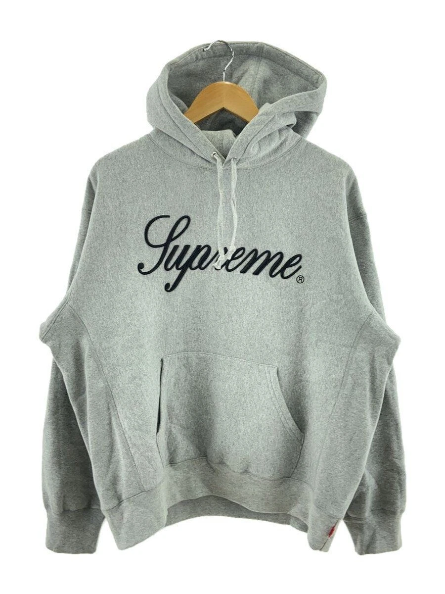 Sweat à capuche Supreme Hoodie 23AW écriture surélevée M coton gris occasion