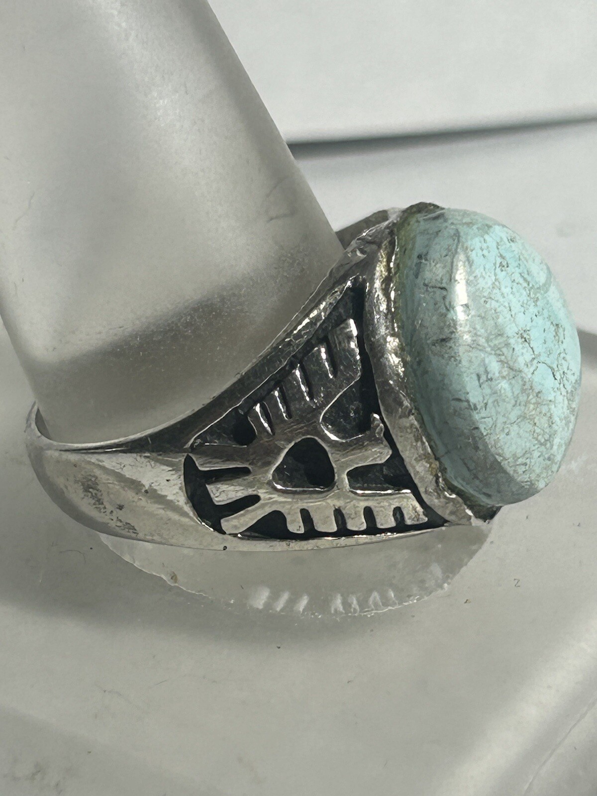 Thunderbird Native Old 925 Turquoise Ring Size 10… - image 2