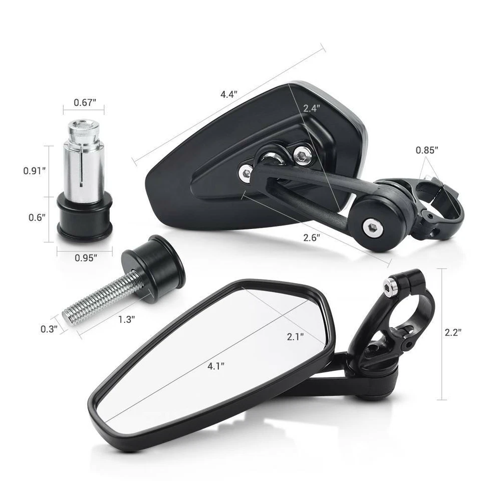 ESPEJOS RETROVISORES LATERALES EXTREMOS MANILLAR MOTO 7/8" PARA YAMAHA FZ-09 FZ-07 FZ6N UNIVERSAL Foto 3 de 4